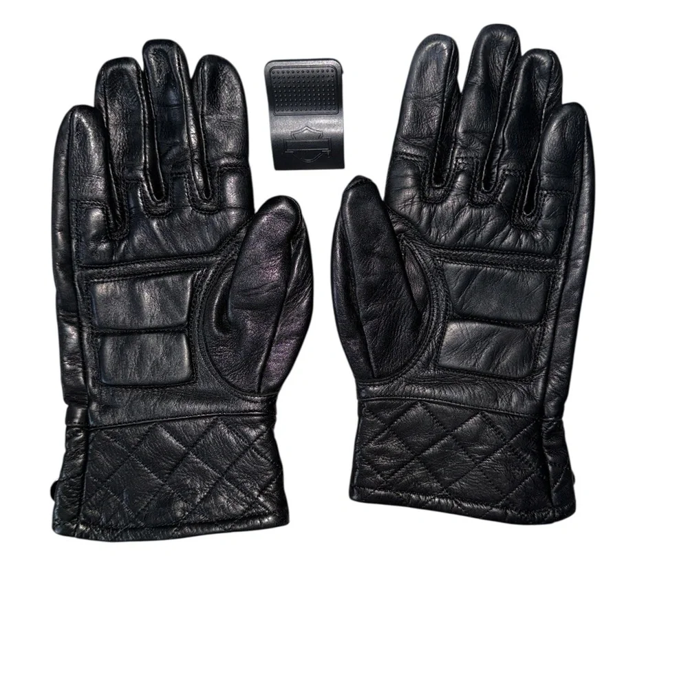 Harley-Davidson Genuine Sheepskin Leather Quilted Black Gloves Size Small